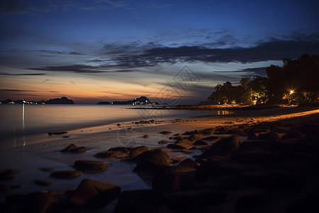 竖版海景泰国晚上的海景背景