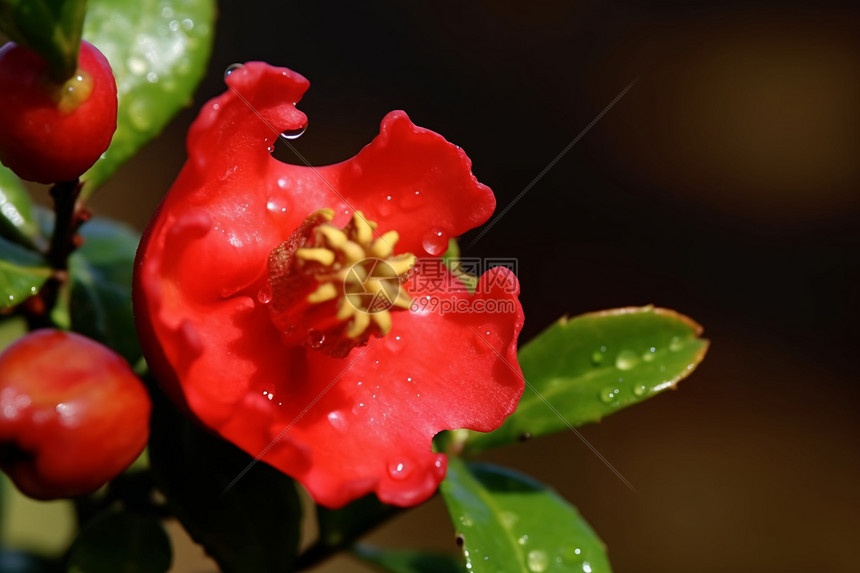 一朵石榴花图片