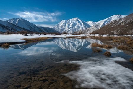 透明的冰湖背景图片