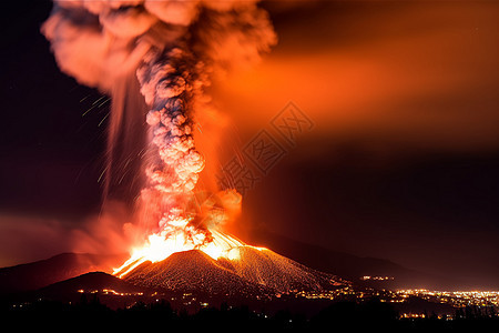 壮观的火山爆发图片