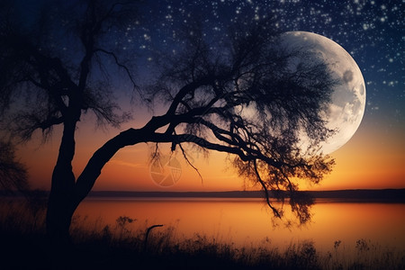 月圆的美景图片