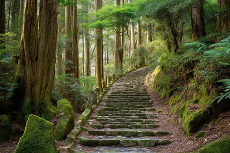 红木楼梯山上的阶梯背景