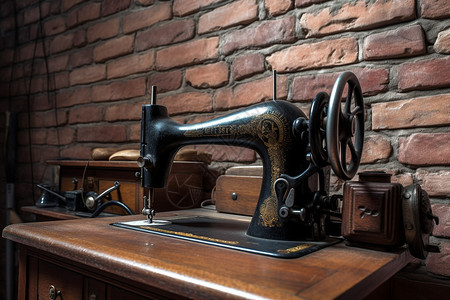 复古的缝纫机背景图片