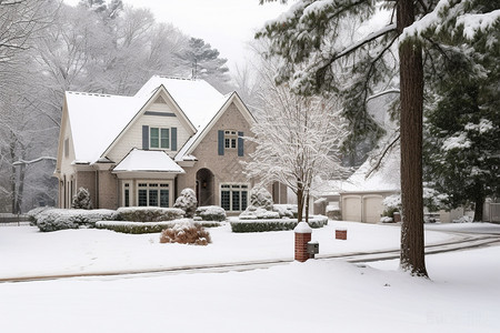 冬季郊区的别墅图片