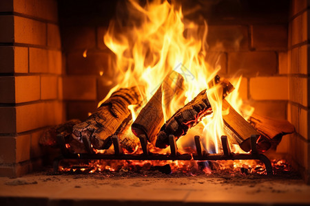 燃烧木头的火焰图片