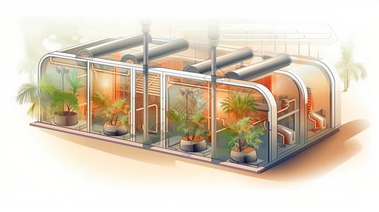 现代化大棚现代化温室花卉插画