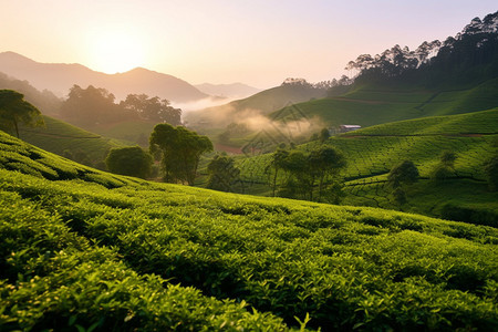 宁静的茶园图片