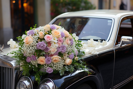 婚车的图花朵花车高清图片