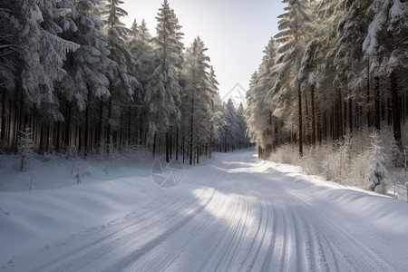 冬天森林里的场景图片
