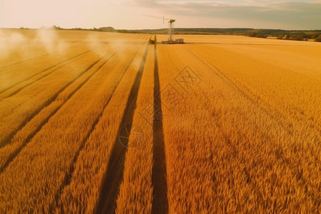 一片金灿灿的小麦田背景图片