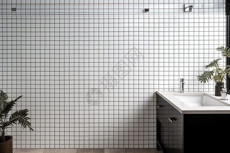 方格瓷砖卫浴墙壁图片