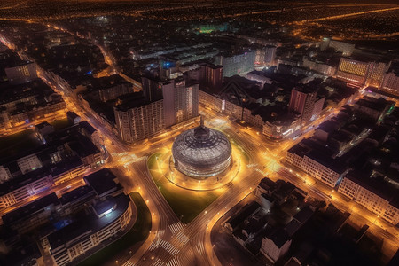 灯火通明的城市交通图片