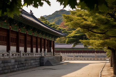 韩国景色古代的寺庙背景