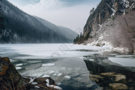 冰雪融化的河流图片