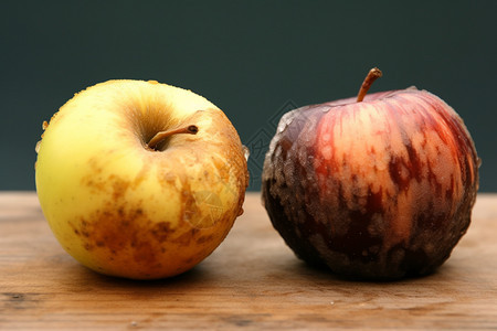 腐烂的两个苹果图片