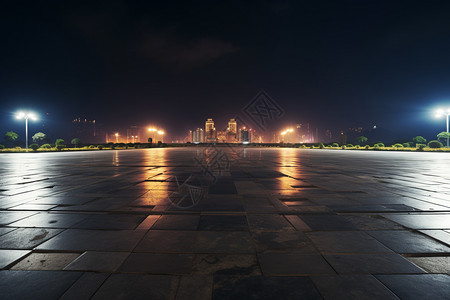 夜景街道夜间的城市广场背景