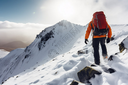 探索雪山的运动员图片