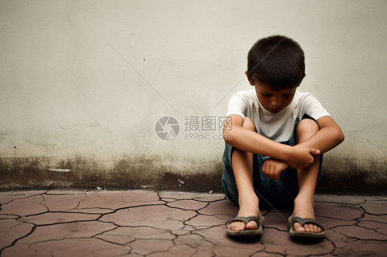 孤独沮丧的小男孩图片