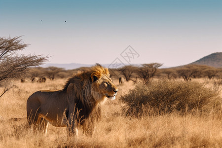 荒野中野生的狮子图片