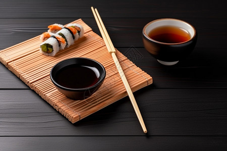 沾酱汁吃的寿司背景图片
