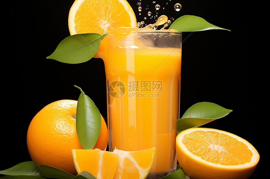 橙子和橙汁的图图片