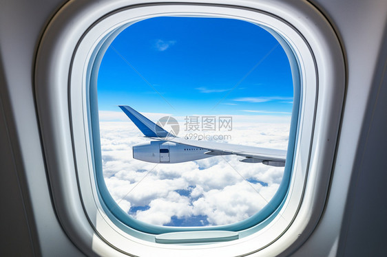 飞行中的飞机窗外风景图片