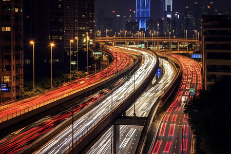 夜晚城市的交通场景图片