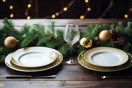 圣诞餐桌装饰背景图片