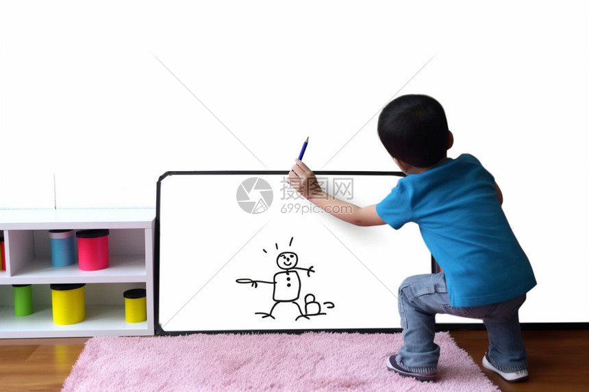 绘画的小男孩图片