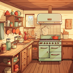 复古的乡村厨房背景图片