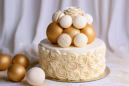 白金色装饰蛋糕图片
