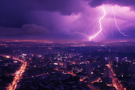 暴风雨时的城市景观图片