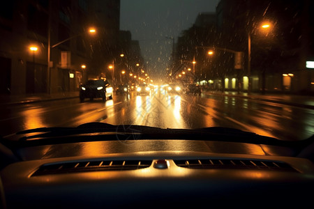 夜晚的汽车驾驶光线图片