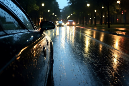 雨夜的城市交通高清图片