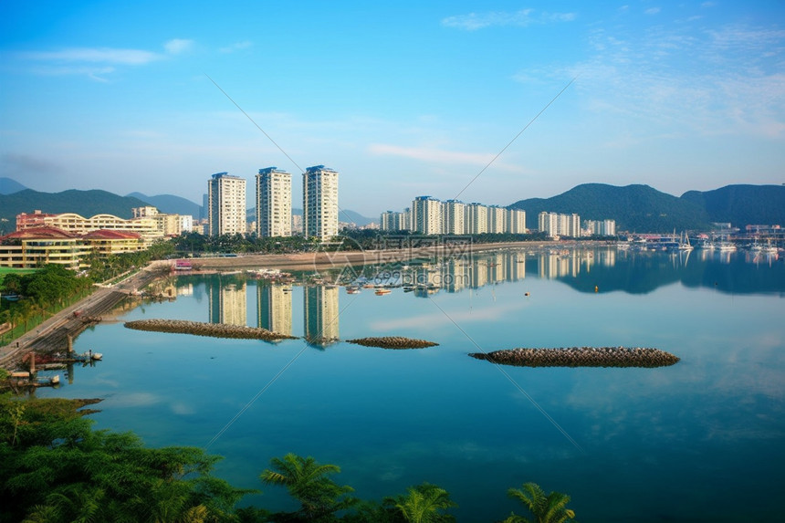 水边的繁华都市图片