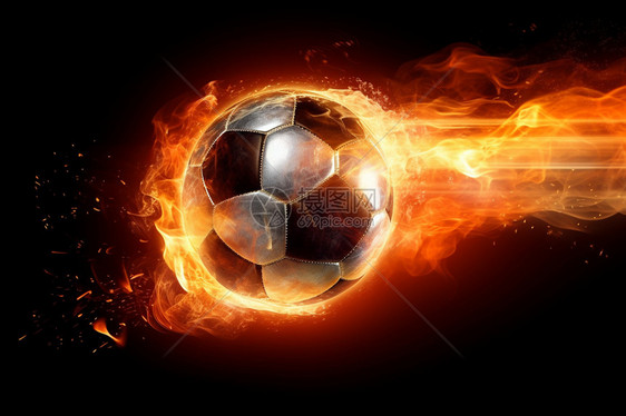 极速的足球带着火焰图片