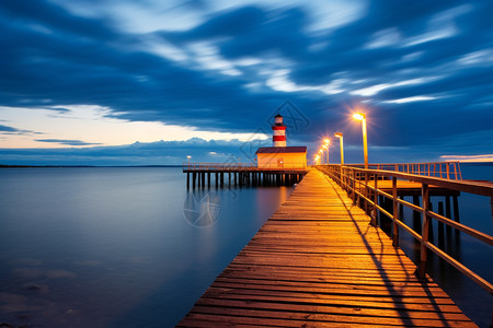 日落海傍晚的海边灯塔背景