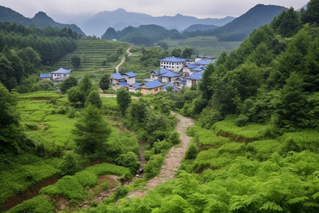 村庄和田野图片