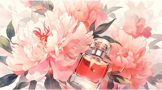 牡丹花味的香水背景图片