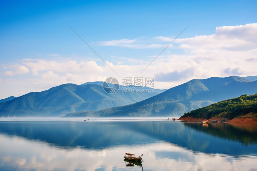 平静的泸沽湖景观图片