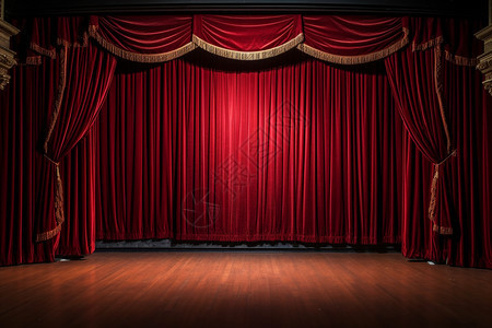 红色帘子的舞台图片