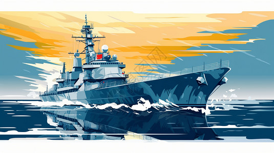 海上行驶的战舰背景图片