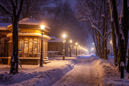 冬季城市夜晚图片