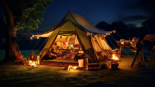 家庭露营的帐篷图片