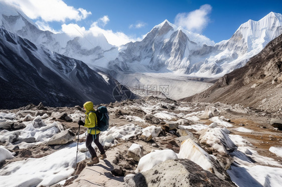 户外徒步雪山图片