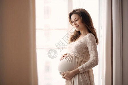 幸福的抚摸肚子的孕妇图片