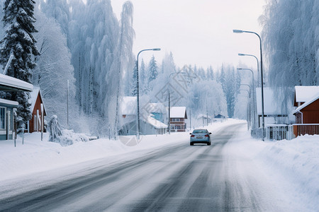 道路上的冰雪图片