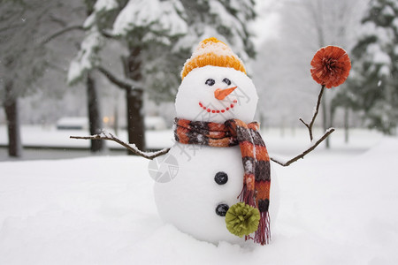 雪人系着围巾背景图片