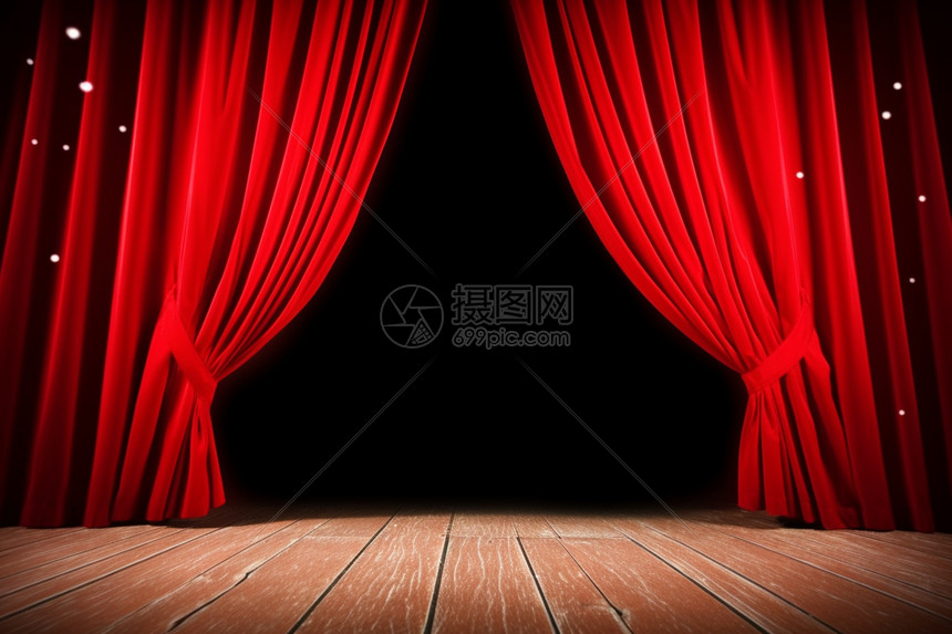舞台上的红色窗帘图片