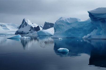 寒冷的冰川风景图片